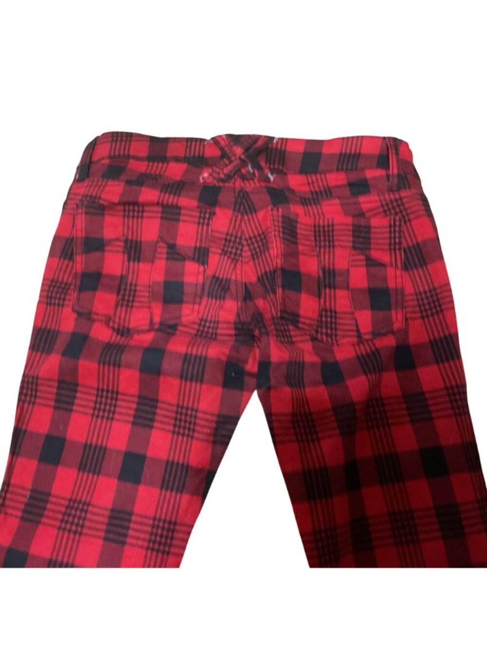 Tripp NYC Red Black Plaid Skinny Pants Sz 5 Cotton Blend Straight Leg Punk Style - Picture 5 of 7